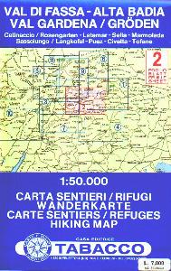 , Carta topografica n. 2 Sella Marmolada Fassa