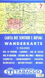 , Carta topografica n. 7 Val di Fiemme Lagorai ...