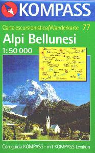 KOMPASS, Carta turistica 1:50000 n. 77  Alpi Bellunesi